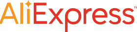 Logotipo da AliExpress com o texto "Ali" em laranja e "Express" em vermelho sobre fundo branco.