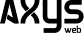 Logotipo da AXYS web em preto, com a letra X estilizada em formato de la&ccedil;o.