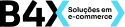 Logotipo B4X com o texto Solu&ccedil;&otilde;es em e-commerce em letras pretas e detalhes em azul-claro.
