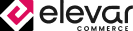 Logotipo da Elevar Commerce com um &iacute;cone geom&eacute;trico rosa e preto &agrave; esquerda do texto em letras pretas.