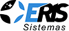 Logotipo da empresa ERIS Sistemas em azul e preto, acompanhado por um s&iacute;mbolo abstrato circular &agrave; esquerda formado por quatro formas estilizadas.