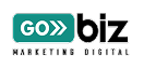 Logotipo da Go Biz Marketing Digital com a palavra "GO" em destaque em um ret&acirc;ngulo verde, seguida por "biz" e o texto "MARKETING DIGITAL" na parte inferior.
